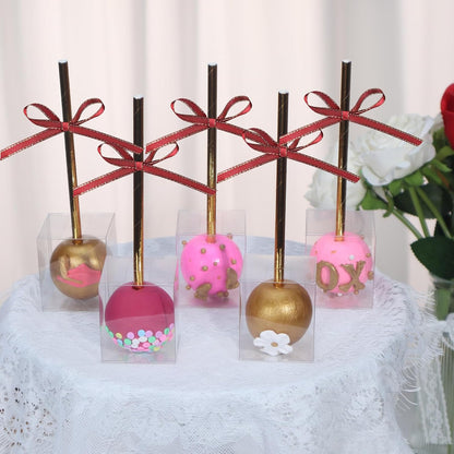 50Pcs 1.75" x 1.75" x 2" Single Clear Cake Pop Boxes Packaging with Hole Small Plastic Clear Treat Boxes for Wedding Favors Party Valentine's Halloween Easter Father's Mother's Day
