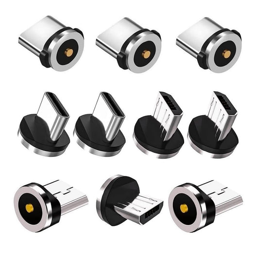 2in1 10pcs Magnetic Charging Tips, 360 Rotate Tips for USB-C/Micro Ports, Water-dustproof, No Cord, Non-Data