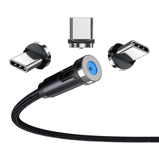 Magnetic Charging Cable - 6.6ft USB Cables with Magnetic Tips (Type-C x3), 2.4A Nylon-Braided, Compatible for USB-C/Type-C Ports