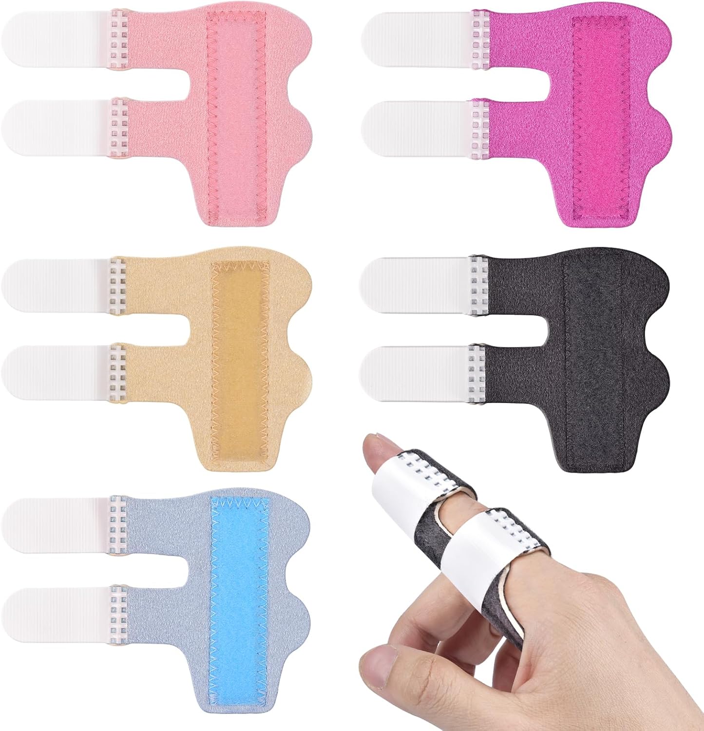 Finger Splint, 5pcs Color Finger Brace Support Stabilizer for Index, Middle, Ring Fingers Straightening Arthritis Knuckle Immobilization.