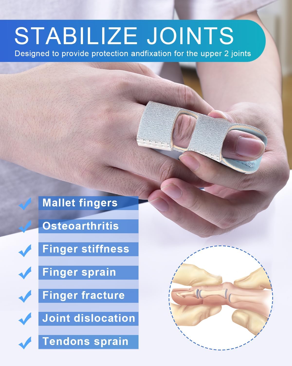 Finger Splint, 5pcs Color Finger Brace Support Stabilizer for Index, Middle, Ring Fingers Straightening Arthritis Knuckle Immobilization.