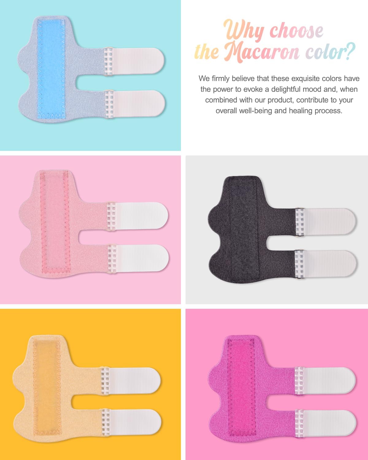 Finger Splint, 5pcs Color Finger Brace Support Stabilizer for Index, Middle, Ring Fingers Straightening Arthritis Knuckle Immobilization.