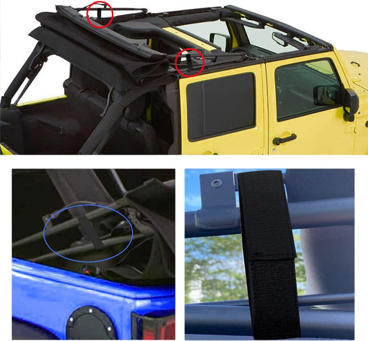 Soft Top Straps,Back Window Straps for Jeep Wrangler JK,Soft Top Tie Down Straps for Jeep,Heavy Duty Rear Window Straps,Black,(Pack of 4)