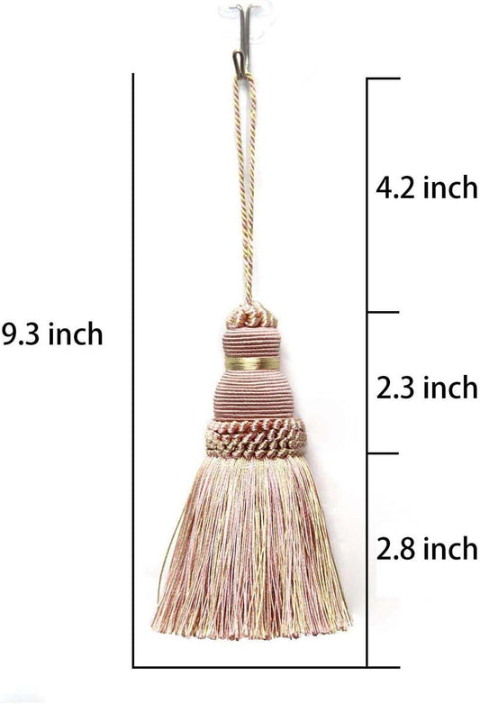 Tassel Key Tassel with Loops Handmade Craft Charms DIY Accessories Elegant Soft Making Curtain Home Decoration (Mix Pink, 2 pcs)