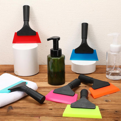 3 Pcs Small Squeegee 5 Inch Window Tint Silicone Squeegee Cleaning with Non Slip Handle Wiper Window Tinting Tools for Car Glass Mirror Shower Bathroom Auto (Blue+Green+Pink)