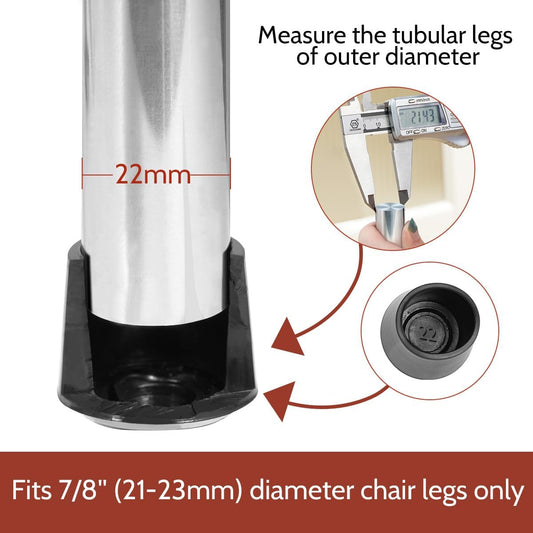 Chair Leg Caps,  Non-Slip Rubber Leg Tips 7/8'' Inner Diameter Chair Leg Floor Protectors Covers Round Black, 16 Pack