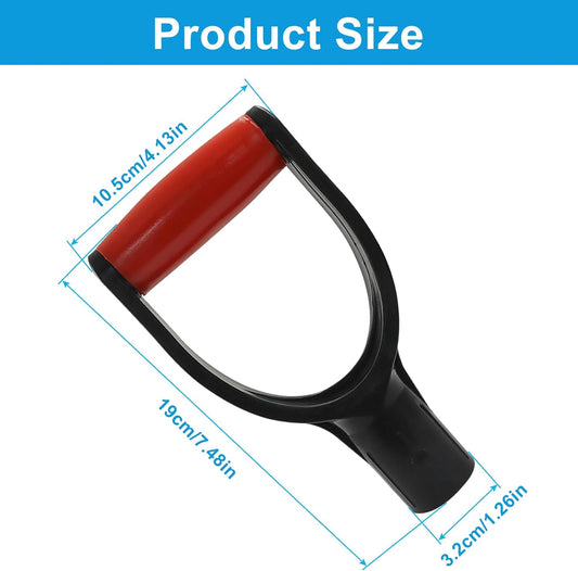 D Grip Snow Shovel Handle, 32mm Inner Diameter Plastic Handle Snow Scoop Garden Accessory, Ergonomic Tool for Digging/Raking(Red, 1 Pack)