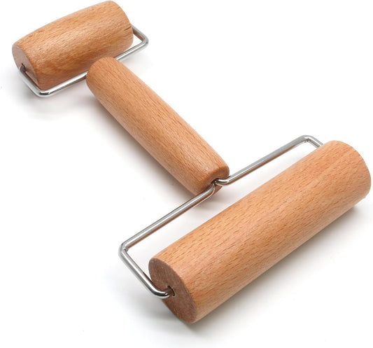 Wooden Rolling Pin, Ergonomic Non-Stick Pizza Baker Dough Pastry Roller for Kitchen Home Cooking Baking (H Square Type)