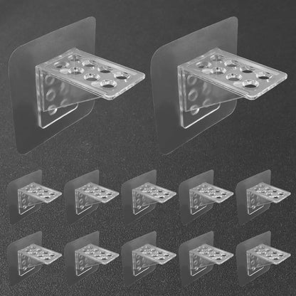 12 Pack Adhesive Shelf Bracket, Large Size Punch Free Bracket Single Row Shelf Support Peg, No-Drill Wall Mount Peg for Shelves/Kitchen Cabinets/Bookshelves/Closets