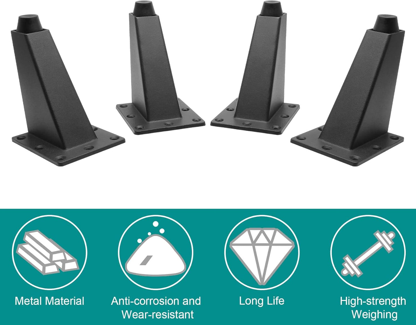 Sofa Legs Set of 4, Matte Black Replacement Couch Legs,3-3/4 Inch / 96mm Metal Furniture Legs for Cabinet Feet & DIY Furniture