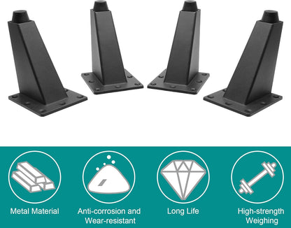 Sofa Legs Set of 4, Matte Black Replacement Couch Legs,3-3/4 Inch / 96mm Metal Furniture Legs for Cabinet Feet & DIY Furniture