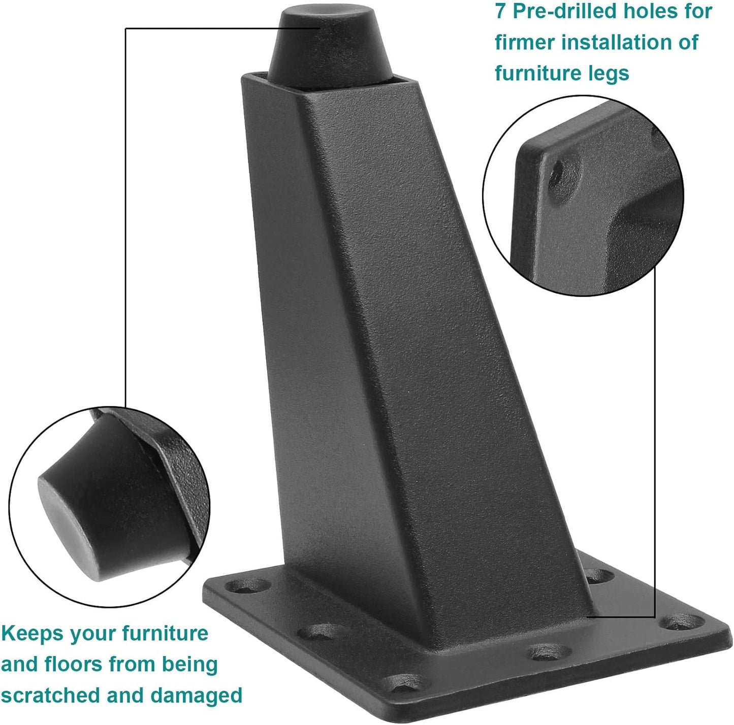 Sofa Legs Set of 4, Matte Black Replacement Couch Legs,3-3/4 Inch / 96mm Metal Furniture Legs for Cabinet Feet & DIY Furniture