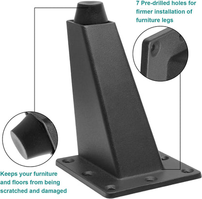 Sofa Legs Set of 4, Matte Black Replacement Couch Legs,3-3/4 Inch / 96mm Metal Furniture Legs for Cabinet Feet & DIY Furniture