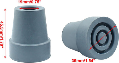 4pcs 19mm Rubber Cane Tips, 3/4 Inch Diameter Anti Slip Crutch Tips, Universal Replacement Tips for Cane, Crutch, Walker (Grey)