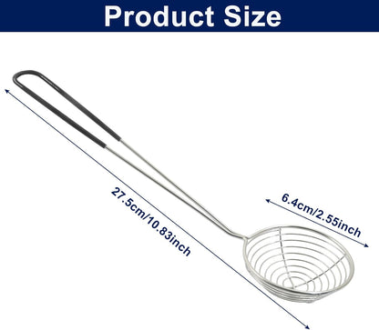 10 Pack Stainless Steel Spider Strainer Spoon, 2.5 Inch Mini Wire Skimmer Colander Small Ladle, Hot Pot Strainer Scoops for Home/Tortellini and Meatball(Black)
