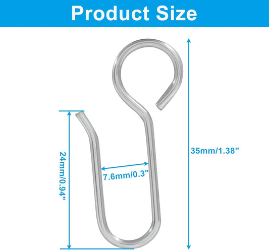 60 Pack S-Shaped Metal Curtain Track Hooks, Small Drapery Hooks Drape Pins, Ceiling Curtain Track Holders for Indoor/Shower/Window