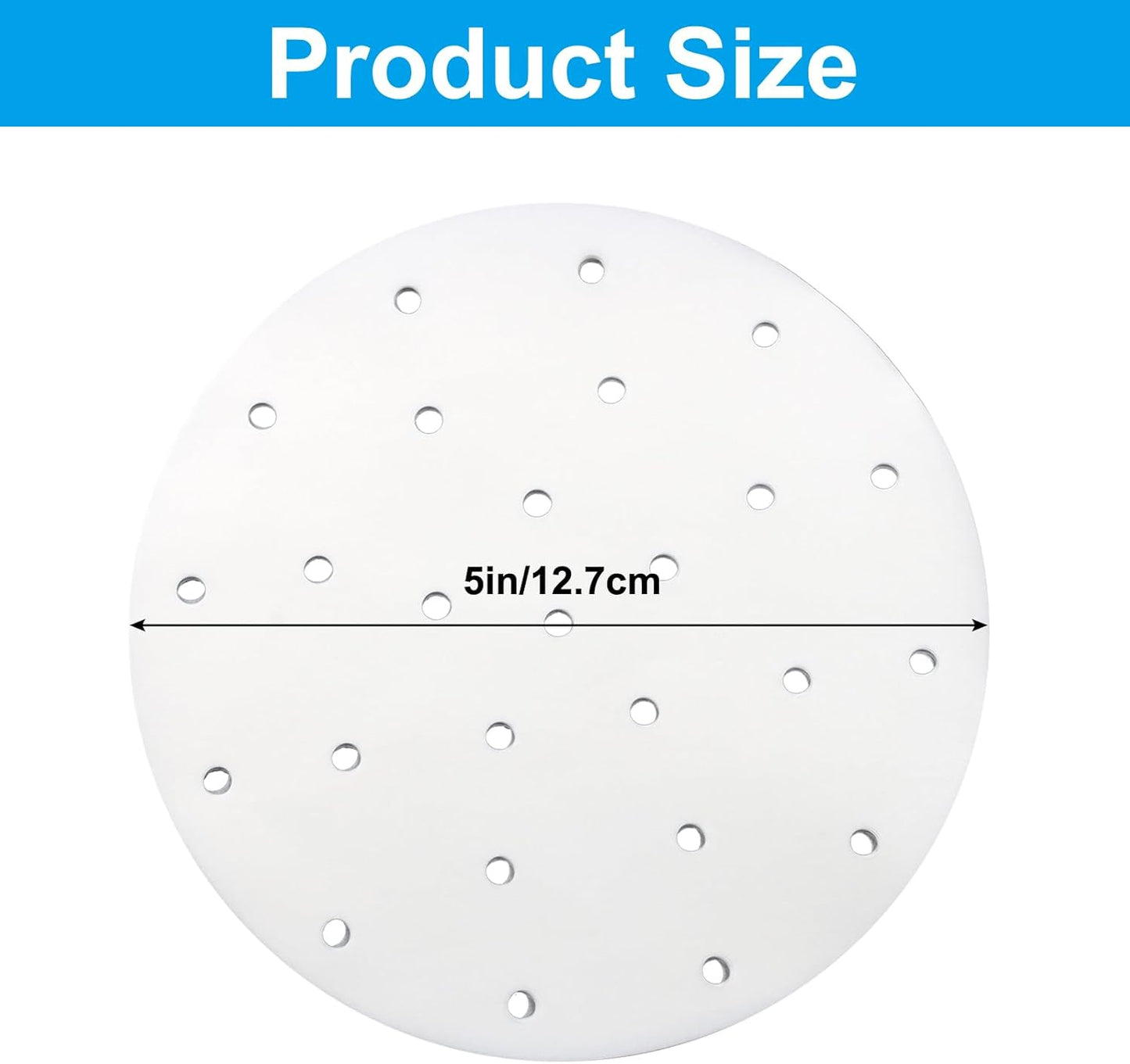 200 Pack Round Air Fryer Parchment Paper, 5 Inch Disposable Dumpling Steam Paper Perforated Bamboo Steamer Liners, Air Fryer Liner for Airfryer, Steaming Basket and Mores