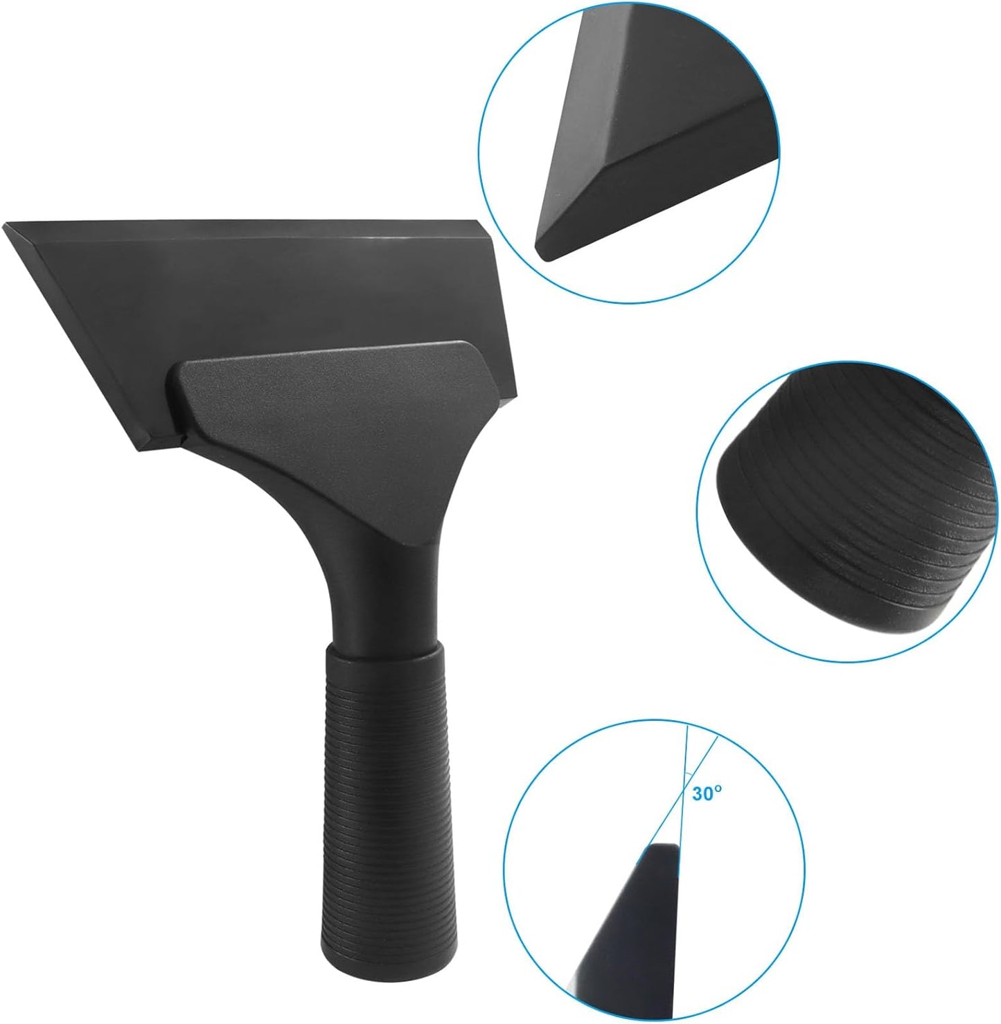 Small Squeegee 5 inch Rubber Window Tint Windshield Scraper, Non-Slip Handle Glass Cleaner for Car Glass Mirror Shower Door/Bathroom Cleaning(Pure Black, 1 Pack)