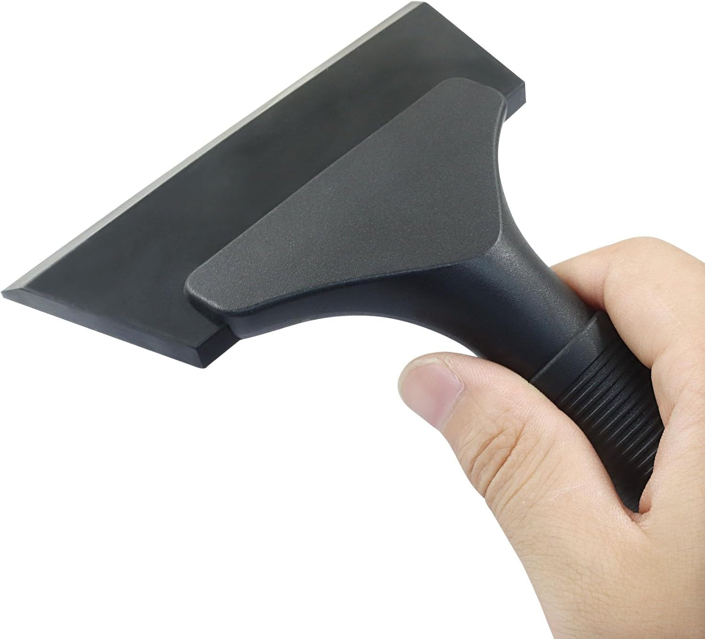 Small Squeegee 5 inch Rubber Window Tint Windshield Scraper, Non-Slip Handle Glass Cleaner for Car Glass Mirror Shower Door/Bathroom Cleaning(Pure Black, 1 Pack)