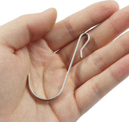 20 Pack J Shaped Clip-on Hook, Stainless Steel Wire Rack Clip-on Hanger, Hanging Sink Grid Shelf for Kitchen/Bedroom/Office (Silver)