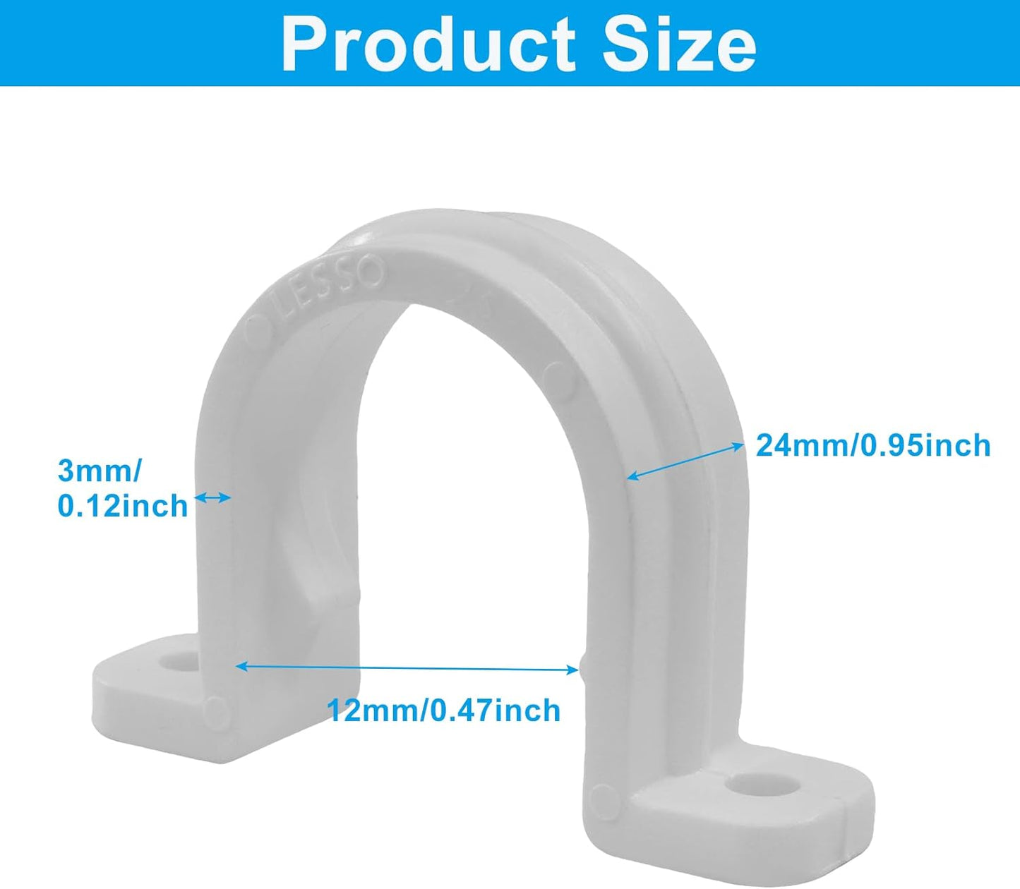 10 Sets SCH 3/4 Inch (25MM) Conduit Pipe Clamps, Non-Metallic PVC Pipe Clips Two Hole Plastic clips for Electrical Installation/Contractors