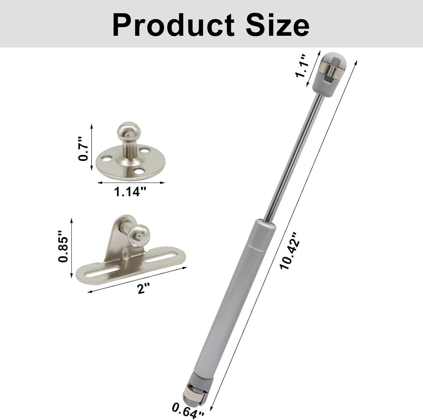 2 Pack 10 Inch Gas Struts, Silver 22LB Gas Spring Lift Support Strut for Truck Tool Box Lid RV Cabinet Door Boat Hatch