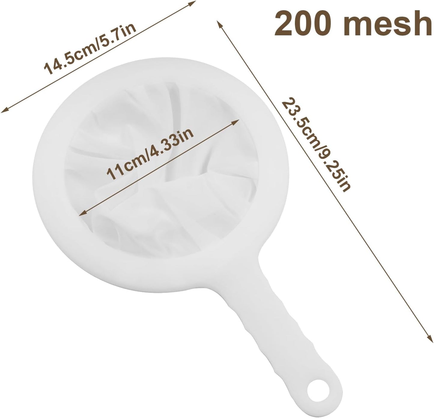 1 Pcs Fine Nylon Mesh Strainers 200 Mesh Fine Filter Spoon 5.7" Plastic Sieve with Handle, Sieve Filter for Food Tea Juice Coffee Milk Yogurt Soy Liquids