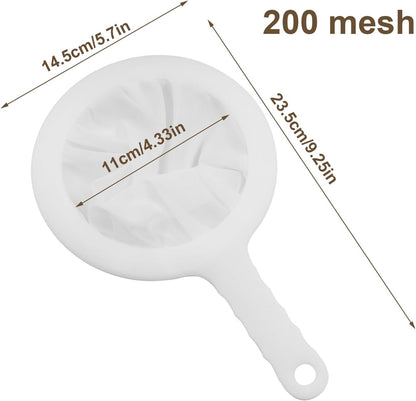 1 Pcs Fine Nylon Mesh Strainers 200 Mesh Fine Filter Spoon 5.7" Plastic Sieve with Handle, Sieve Filter for Food Tea Juice Coffee Milk Yogurt Soy Liquids