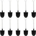 50 Pack Plastic Mini Shovel Shape Spoons for Desserts, Disposable Dessert Ice Cream Spoons, Fun Utensils for Family/Party(Black+White)