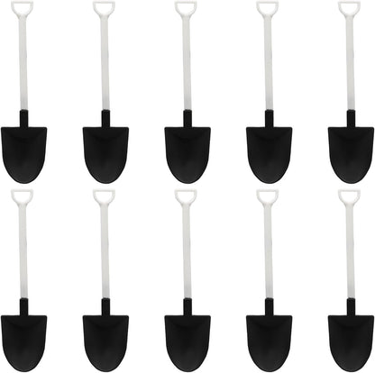 50 Pack Plastic Mini Shovel Shape Spoons for Desserts, Disposable Dessert Ice Cream Spoons, Fun Utensils for Family/Party(Black+White)