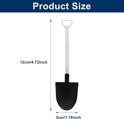 50 Pack Plastic Mini Shovel Shape Spoons for Desserts, Disposable Dessert Ice Cream Spoons, Fun Utensils for Family/Party(Black+White)