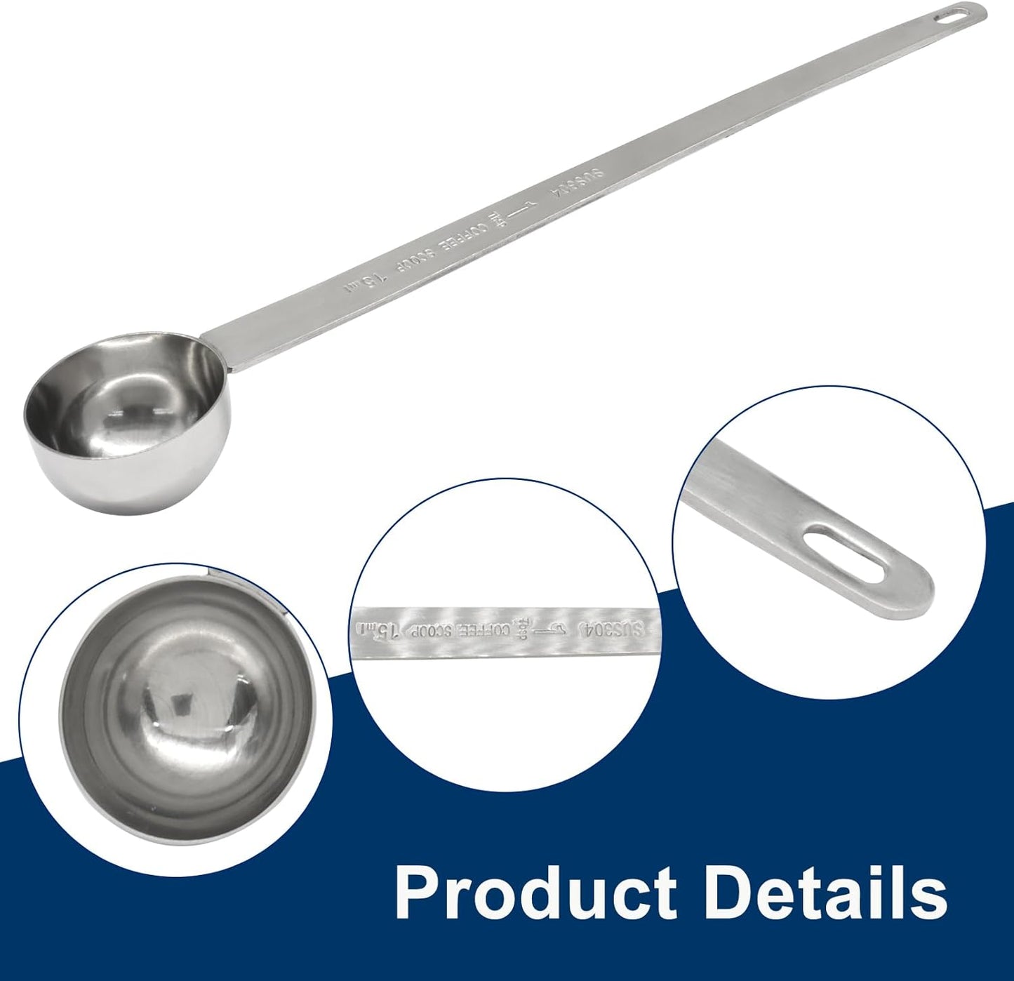 1 Tablespoon Coffee Scoop,Extra Long Handle Measuring Spoon Stainless Steel Scooper, Single Individual Measure Scoop for Ground Coffee(1 Pack, 15 ml)