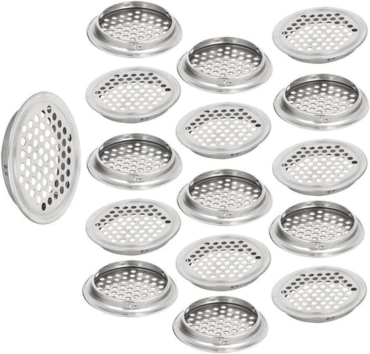20pcs Soffit Vents 2.08" Mounting Dia Stainless Steel Round Air Vent Louver for Cabinet Bathroom Office Kitchen Ventilation