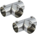 T Pipe Fitting Connector Fit 3/4-inch OD Pipe 3-Way Stainless Steel Rail Pipe Fittings for DIY Shelf Garden Support, Handrail-4pcs