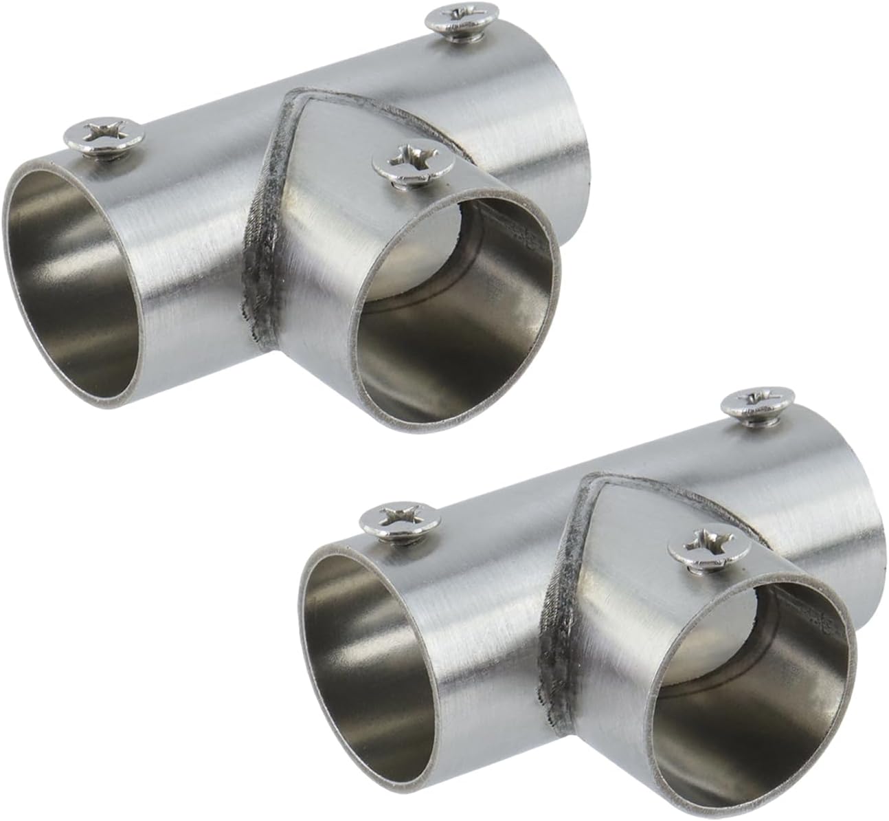 T Pipe Fitting Connector Fit 3/4-inch OD Pipe 3-Way Stainless Steel Rail Pipe Fittings for DIY Shelf Garden Support, Handrail-4pcs