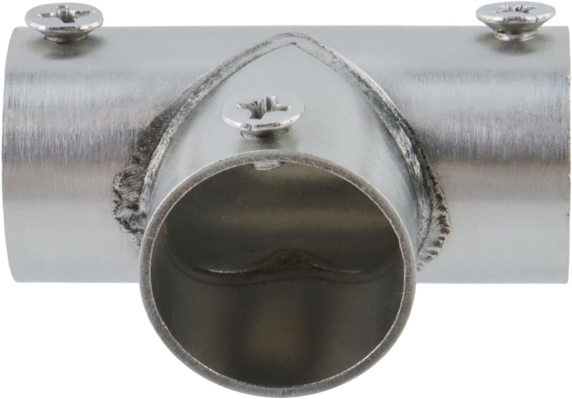 T Pipe Fitting Connector Fit 3/4-inch OD Pipe 3-Way Stainless Steel Rail Pipe Fittings for DIY Shelf Garden Support, Handrail-4pcs