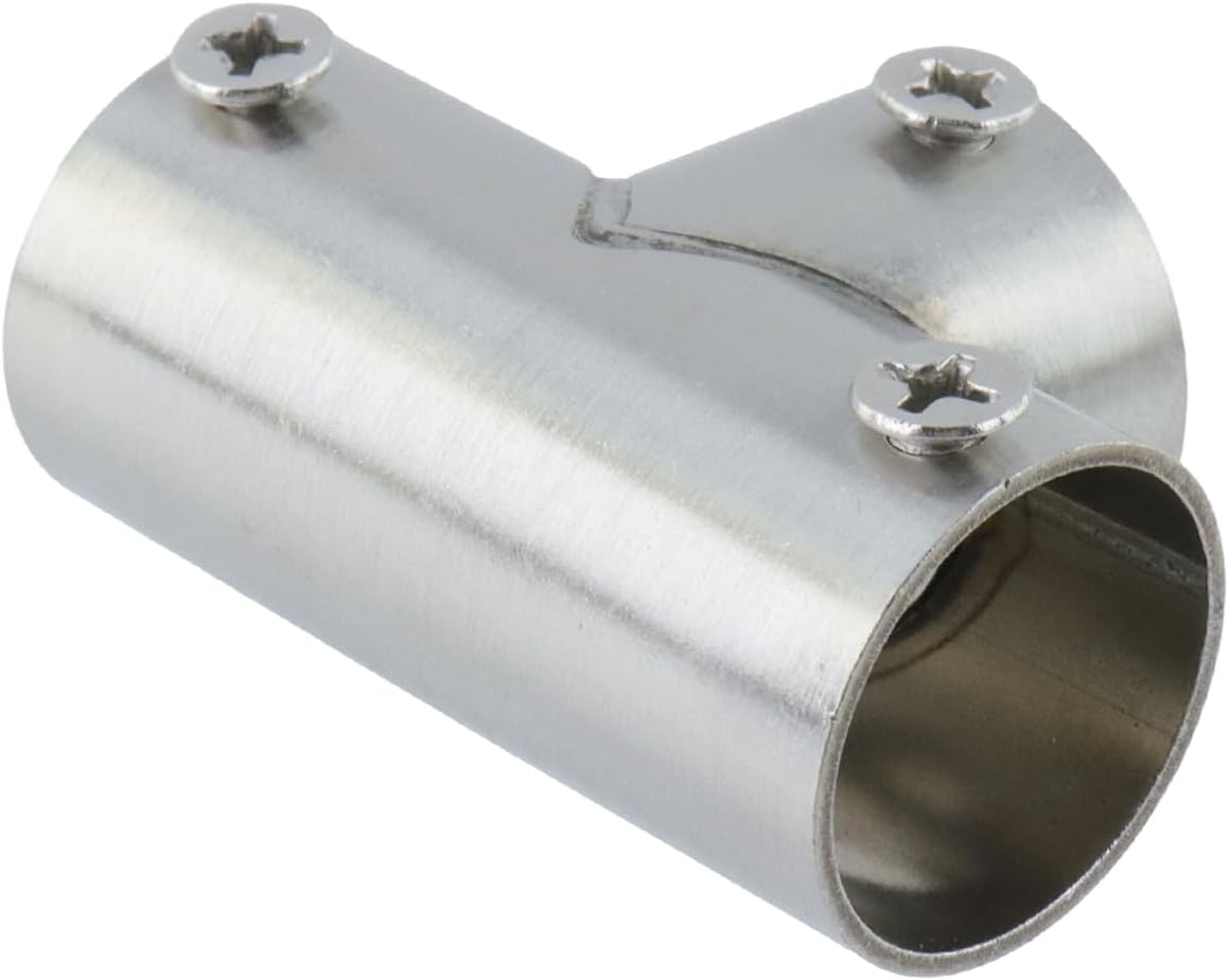 T Pipe Fitting Connector Fit 3/4-inch OD Pipe 3-Way Stainless Steel Rail Pipe Fittings for DIY Shelf Garden Support, Handrail-4pcs