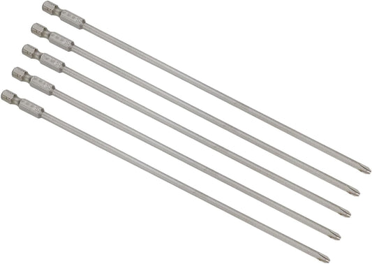 1/4 Inch Hex Shank Magnetic Long Cross Screw Head Screwdriver Bits PH2 4mm Dia Cross Head Magnetic Screwdriver Bits 8 inch Length-5pcs