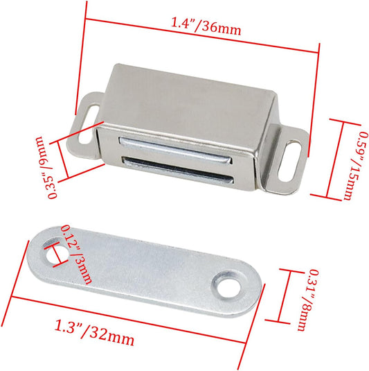 Mini Size Door Magnet Door Catch Latch Stainless Steel for Cupboard Cabinet -Pack of 20