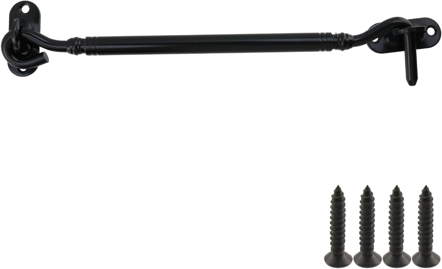 Gate Latch Hook and Eye Latch for Door Barn Door Lock Stainless Steel Door Latch for Shutters Window Shed Cabinet Black 8-inch Length - 2pcs