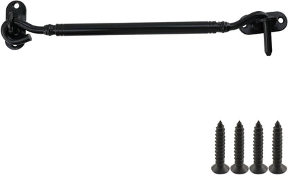 Gate Latch Hook and Eye Latch for Door Barn Door Lock Stainless Steel Door Latch for Shutters Window Shed Cabinet Black 8-inch Length - 2pcs