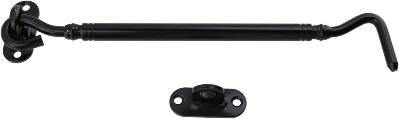 Gate Latch Hook and Eye Latch for Door Barn Door Lock Stainless Steel Door Latch for Shutters Window Shed Cabinet Black 8-inch Length - 2pcs