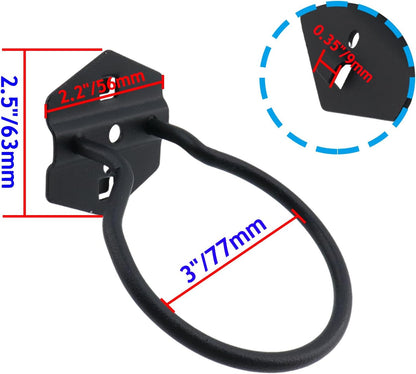 Pegboard Power Tool Holders Pegboard Hooks Heavy Duty Metal Steel 3/8" Square Hole Loop Peg Hooks Suitbale for 1.5" Spaced Pegboards Wall Hooks for Organizing Tools Black 3" Loop Dia- 2pcs