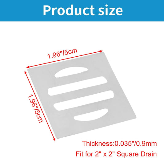 Drain Cover Grates Fit 2" x 2" Drain, Stainless Steel Drainage Grate Cover Square Replacement Floor Drain Strainer for Shower, Bathroom Floor, Balcony, and Outdoor Garden Drains -10pcs