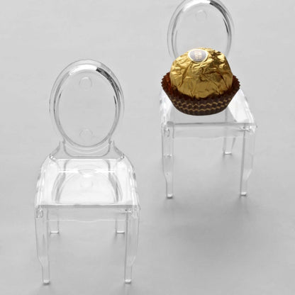 Efavormart 12 Pack 4" Clear Chair Shaped Party Favor Holders - Transparent Plastic Candy Treat Display Containers for Wedding, Baby Shower and Event Decor