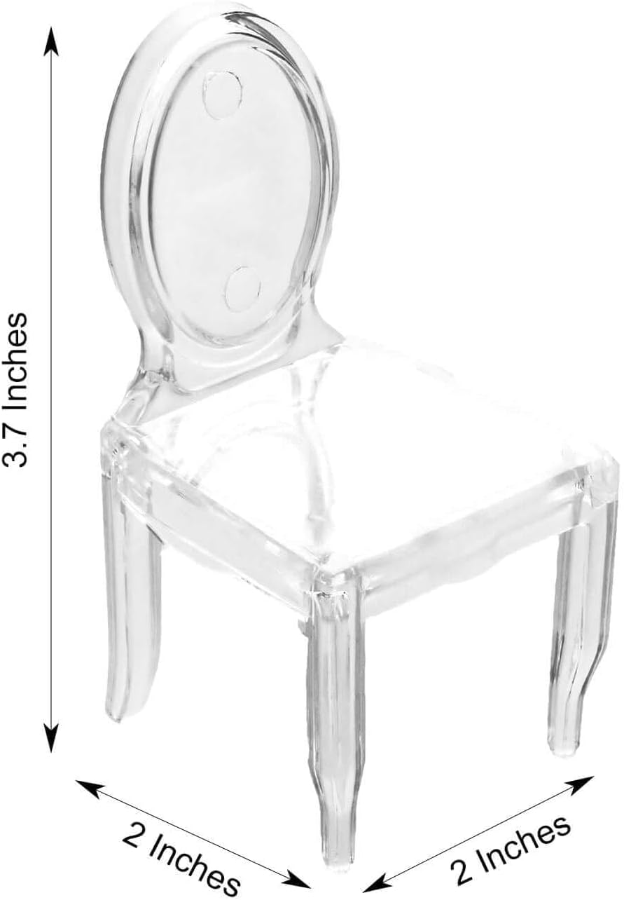 Efavormart 12 Pack 4" Clear Chair Shaped Party Favor Holders - Transparent Plastic Candy Treat Display Containers for Wedding, Baby Shower and Event Decor
