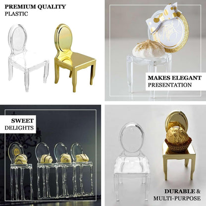 Efavormart 12 Pack 4" Clear Chair Shaped Party Favor Holders - Transparent Plastic Candy Treat Display Containers for Wedding, Baby Shower and Event Decor