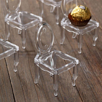 Efavormart 12 Pack 4" Clear Chair Shaped Party Favor Holders - Transparent Plastic Candy Treat Display Containers for Wedding, Baby Shower and Event Decor