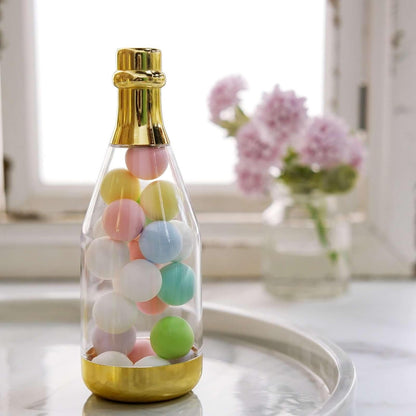 Efavormart 12 Pack Metallic Gold Mini Champagne Bottle Favor Containers, 6" Fillable Candy Jars for Weddings, Bridal Showers & Anniversaries