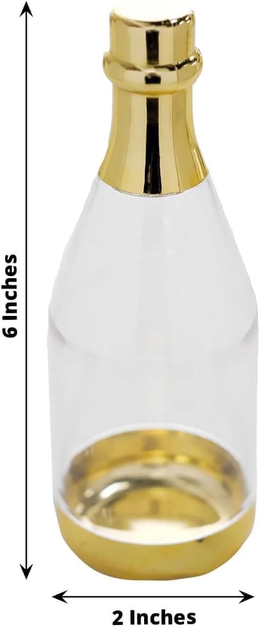 Efavormart 12 Pack Metallic Gold Mini Champagne Bottle Favor Containers, 6" Fillable Candy Jars for Weddings, Bridal Showers & Anniversaries